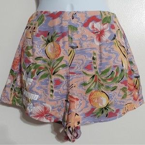 LF the Brand Peach Paradise Tropical Floral Lined High Waist Shorts XS NWT